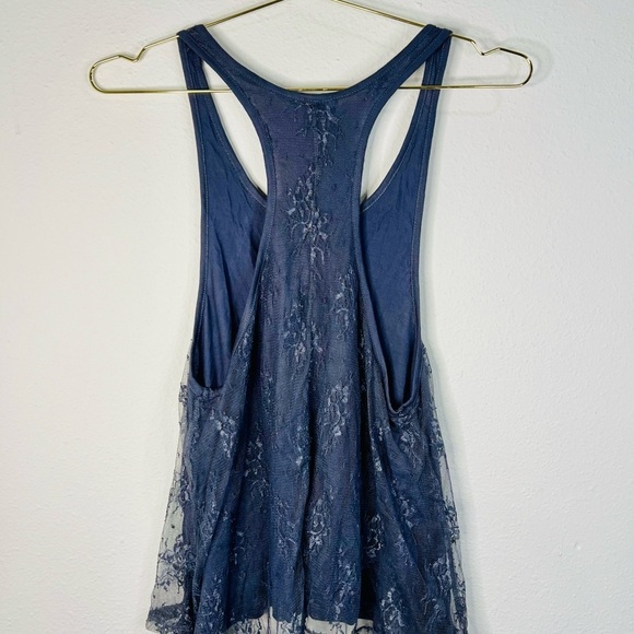 Active Basic Women's Gray Lace Racerback Tank Top Small Flowy Boho Chic - Picture 7 of 15